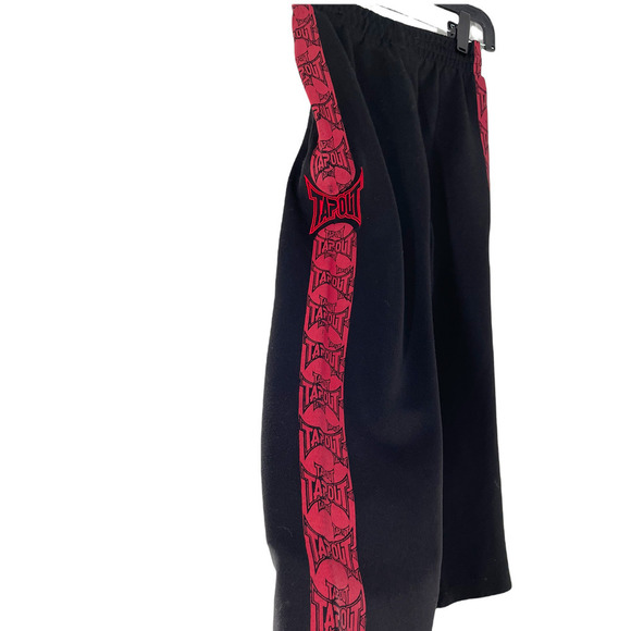 Tap Out Boys Trouser Sweatpants Side Stripe Elastic Waist Size F Black/Red - Picture 6 of 8